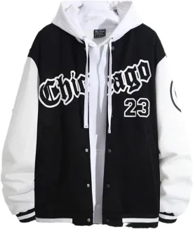 Men's Varsity Jacket Letter Print Color Block Long Sleeve Baseball Jacket Bomber Coat Harajuku Vintage Graphic Tops