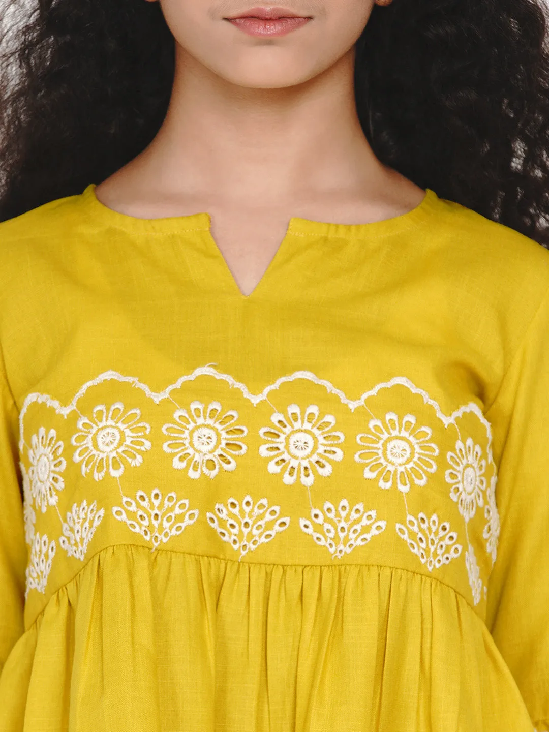 Mustard Yellow Embroidered Top