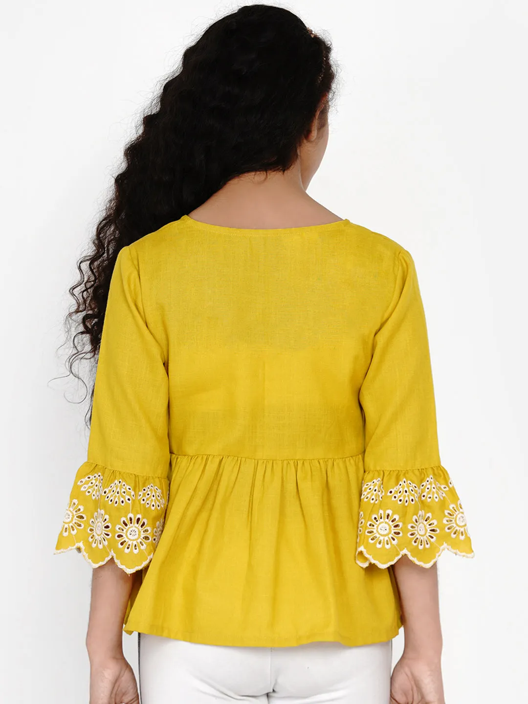 Mustard Yellow Embroidered Top