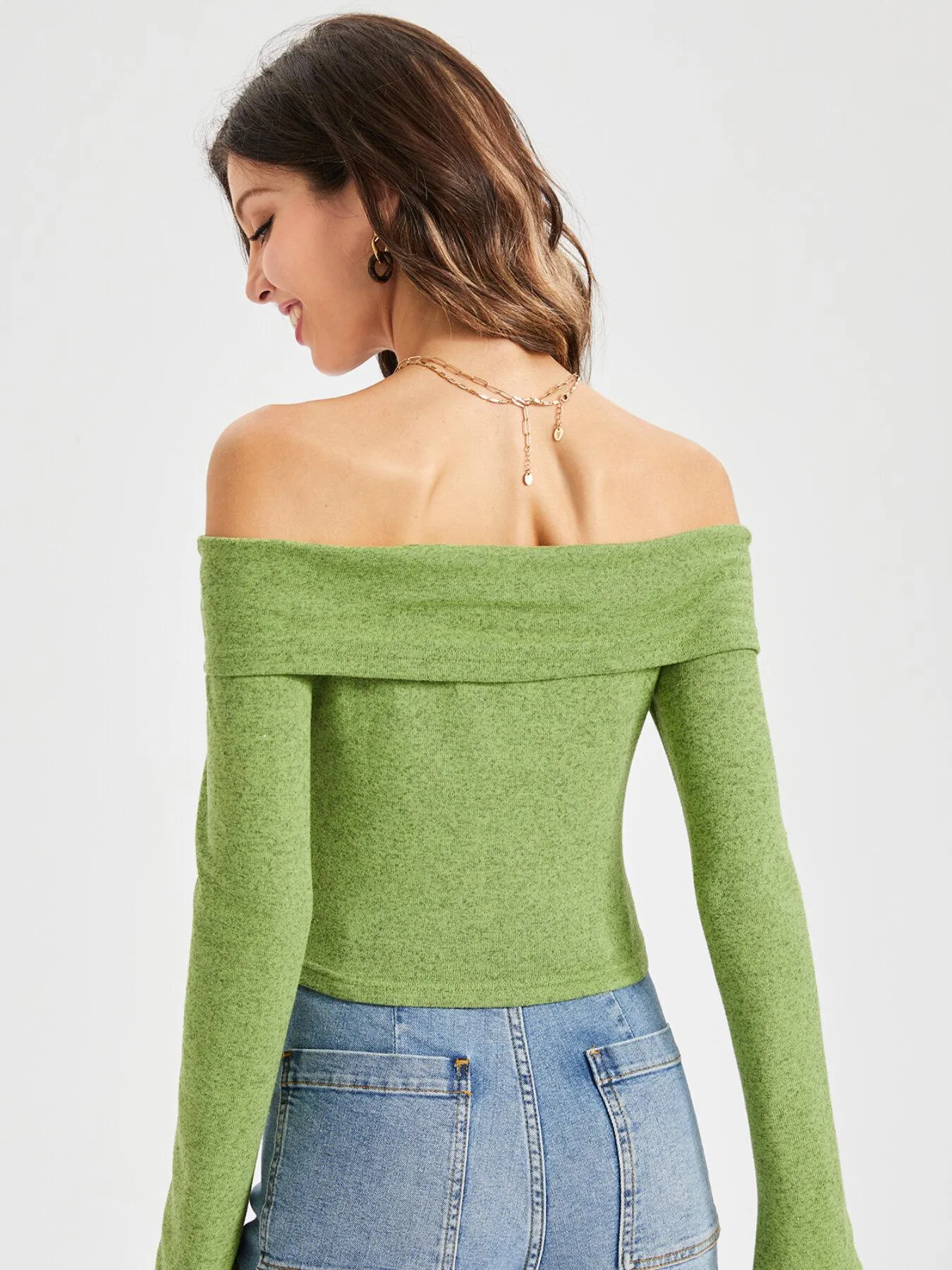 Off the Shoulder Flounce Sleeve Tee