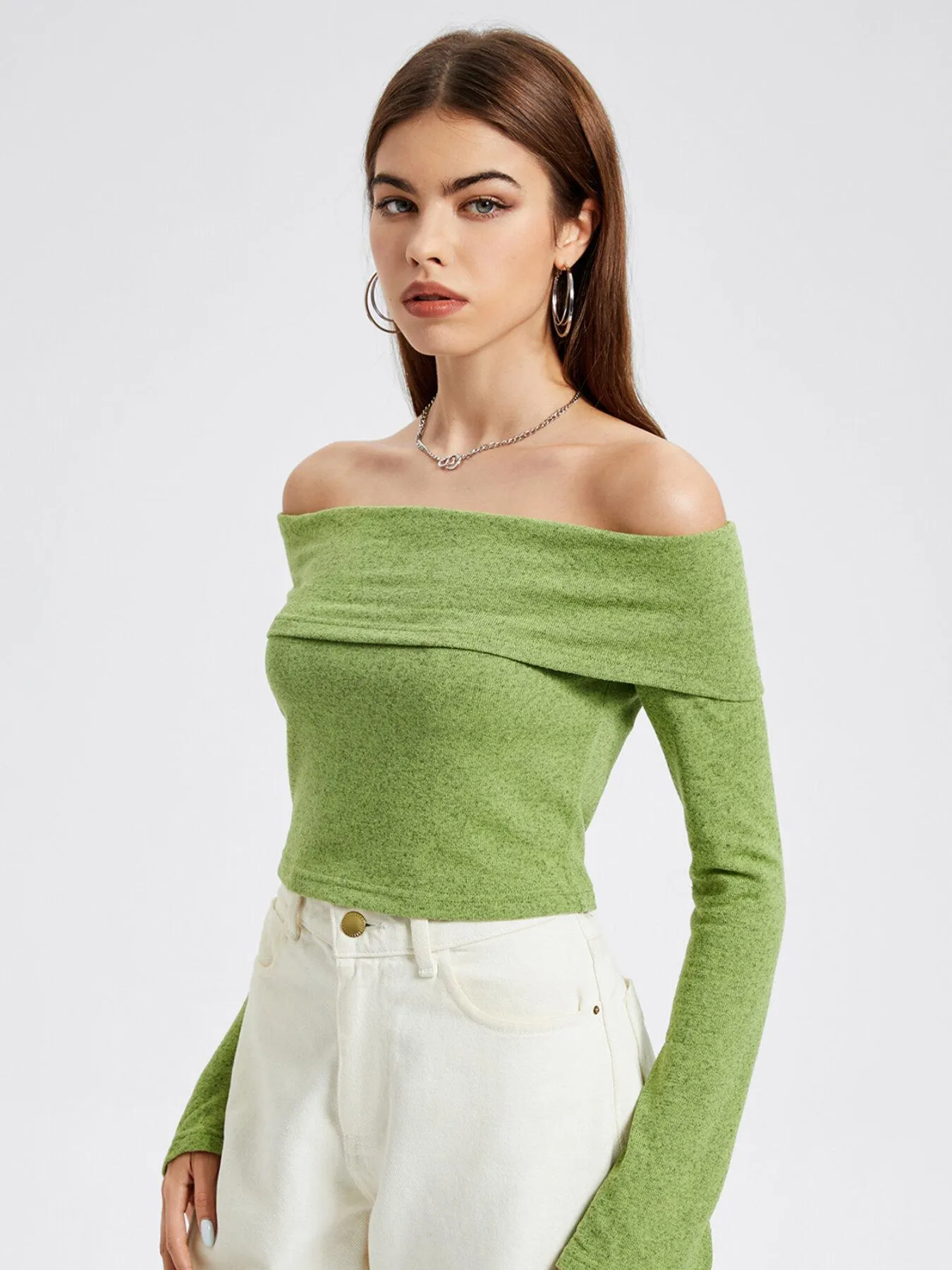 Off the Shoulder Flounce Sleeve Tee