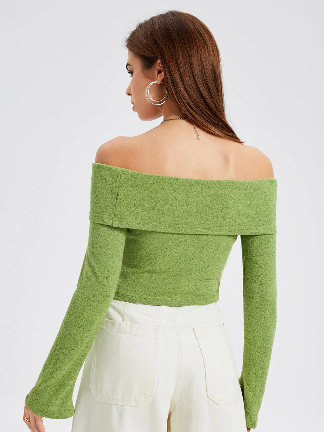 Off the Shoulder Flounce Sleeve Tee