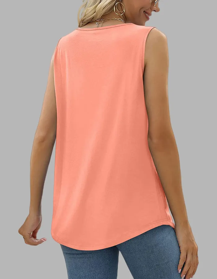 Plain Pleated Square Neck Sleeveless Swallowtail Vest
