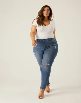 Plus Size Distressed Skinny Jeans