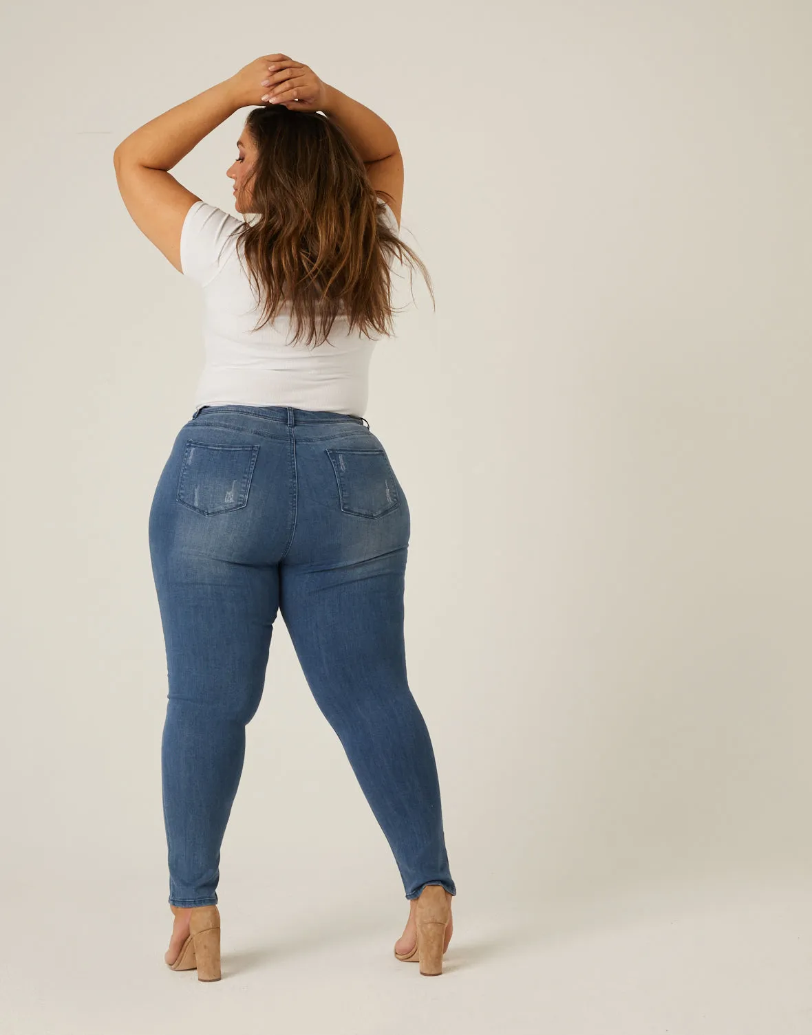 Plus Size Distressed Skinny Jeans