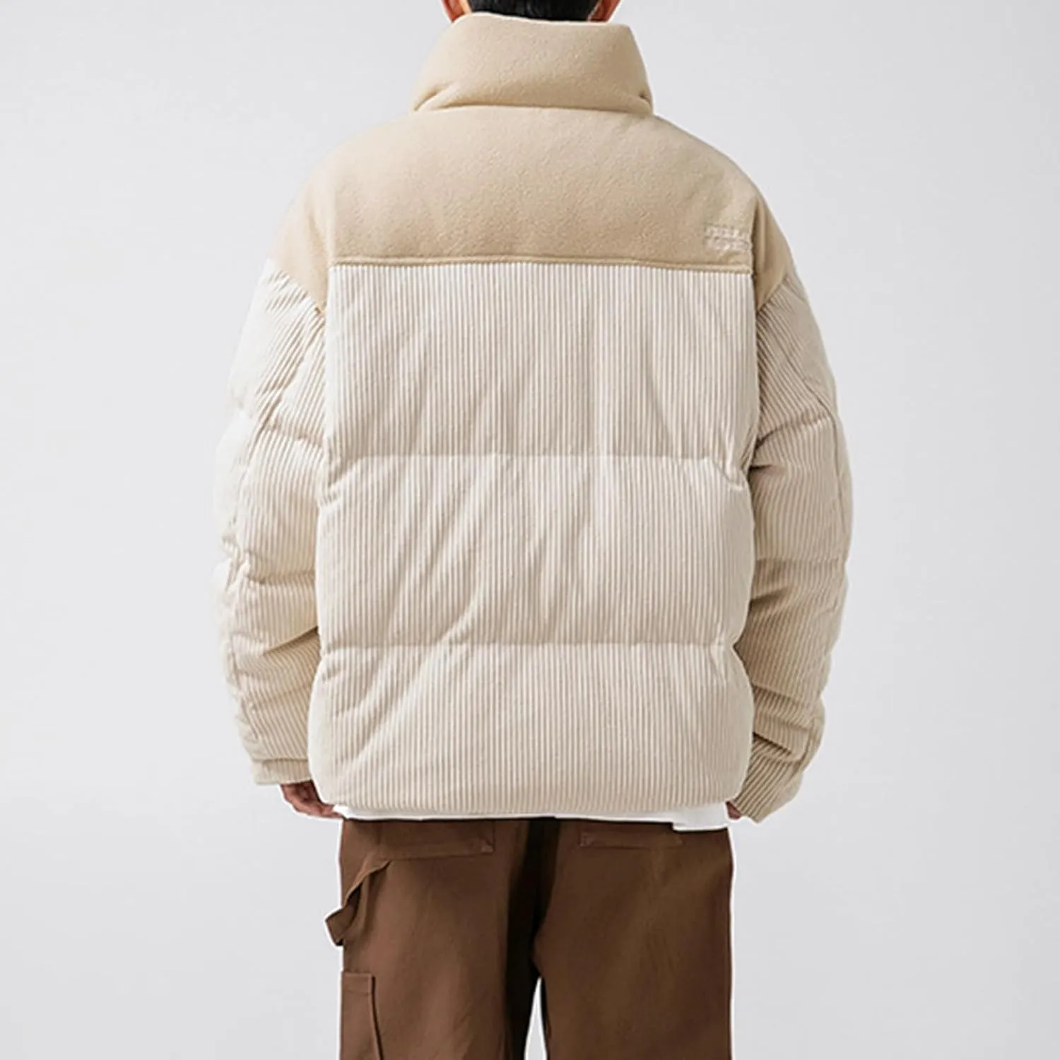Puffer Coat for Men 2024 Winter Fashion Thick Warm Zipper Outdoor Color Block Jacket Loose Fit Comfort Down Coats
