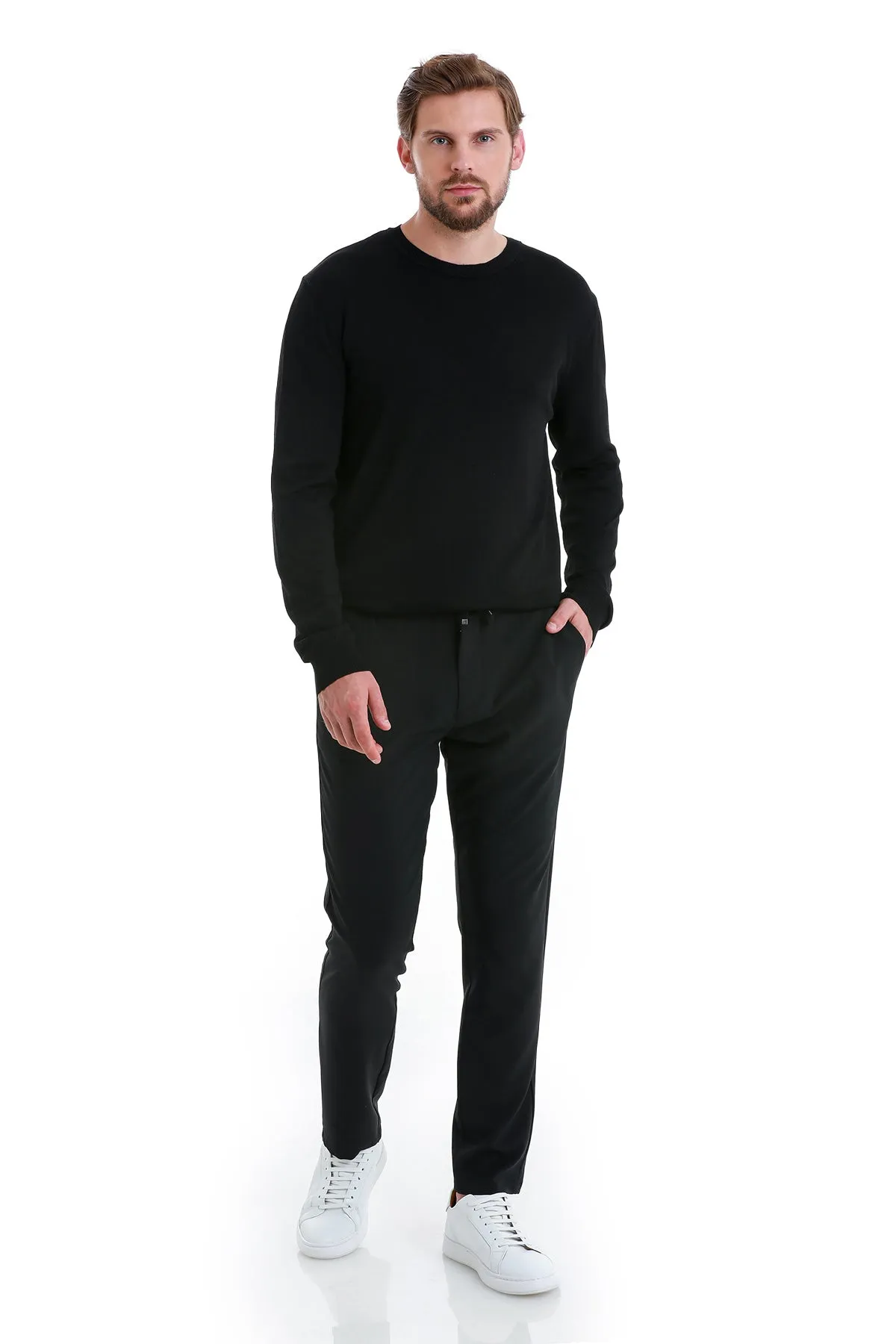 Regular Fit Black Crewneck Sweater