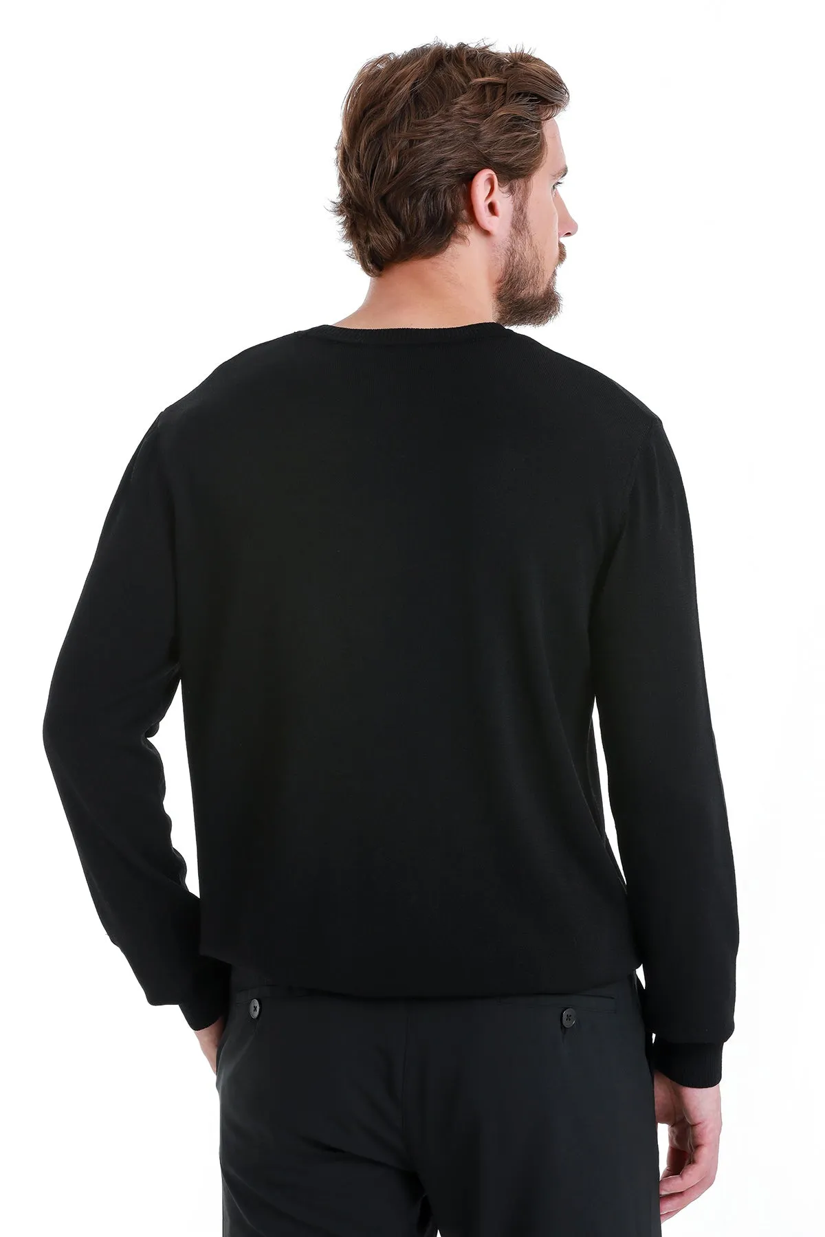Regular Fit Black Crewneck Sweater