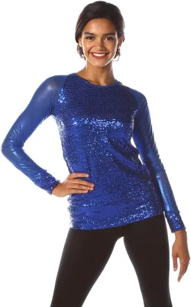Sequin Baseball Long Sleeve Top for Women