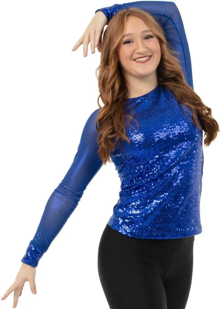 Sequin Baseball Long Sleeve Top for Women