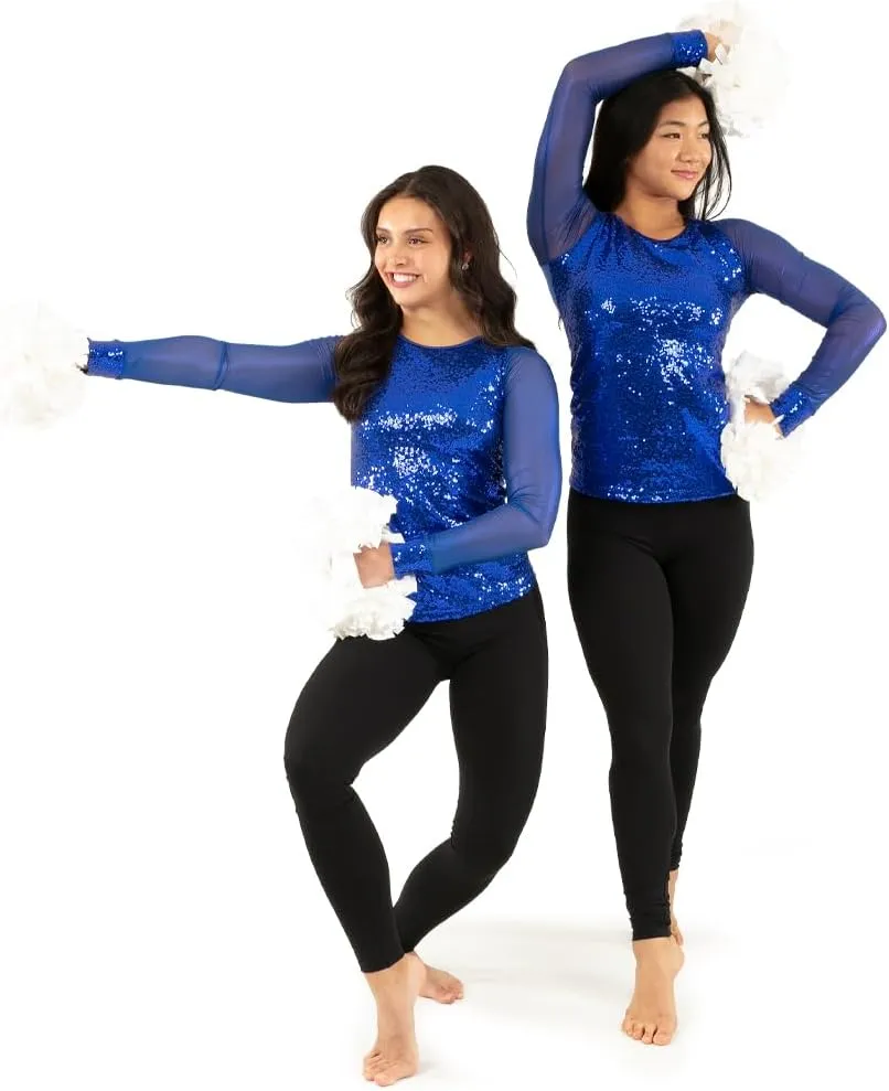 Sequin Baseball Long Sleeve Top for Women