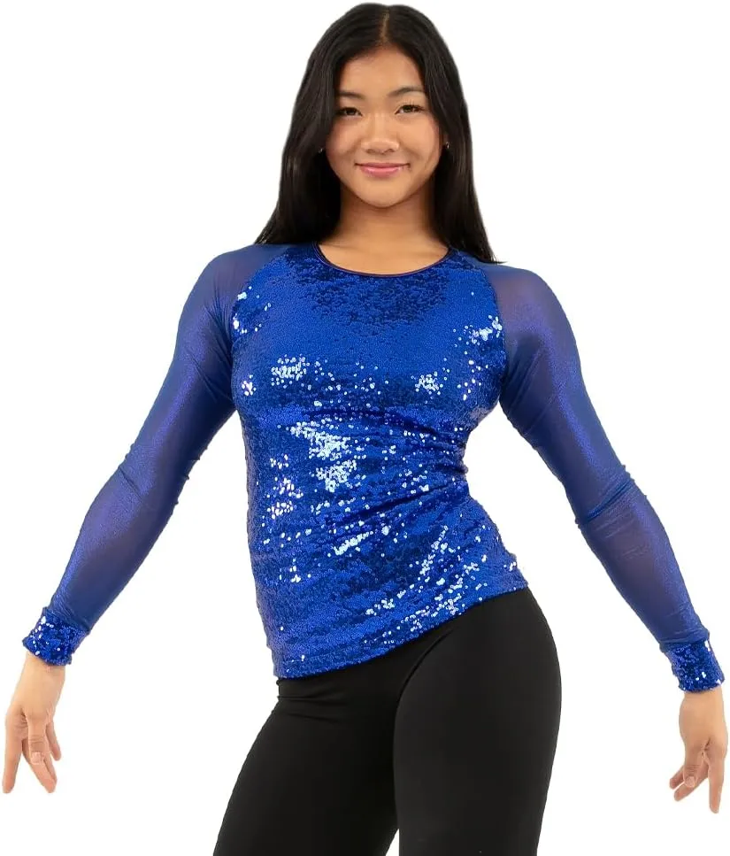 Sequin Baseball Long Sleeve Top for Women