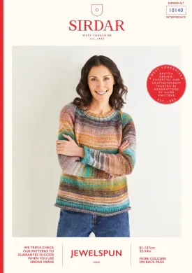 Sirdar Jewelspun Round Neck Sweater Knitting Pattern 10140
