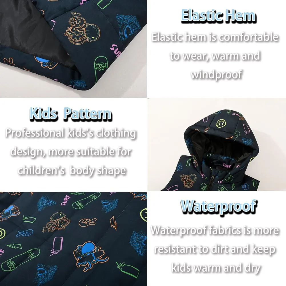 SNOW DREAMS Boys Puffer Vest Hooded Quilted Outwear Sleeveless Jacket Lined Zipper Waistcoat