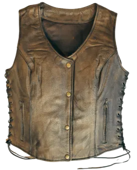 The "Carly" Brown Snap/Zip Leather Vest