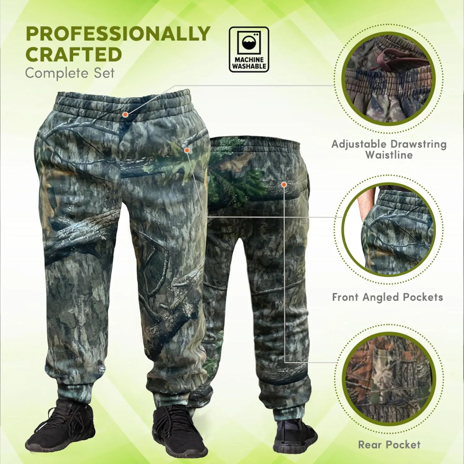 TrailCrest by Treel Boy's Mossy Oak/Camo Pull On Jogger Sweatpants