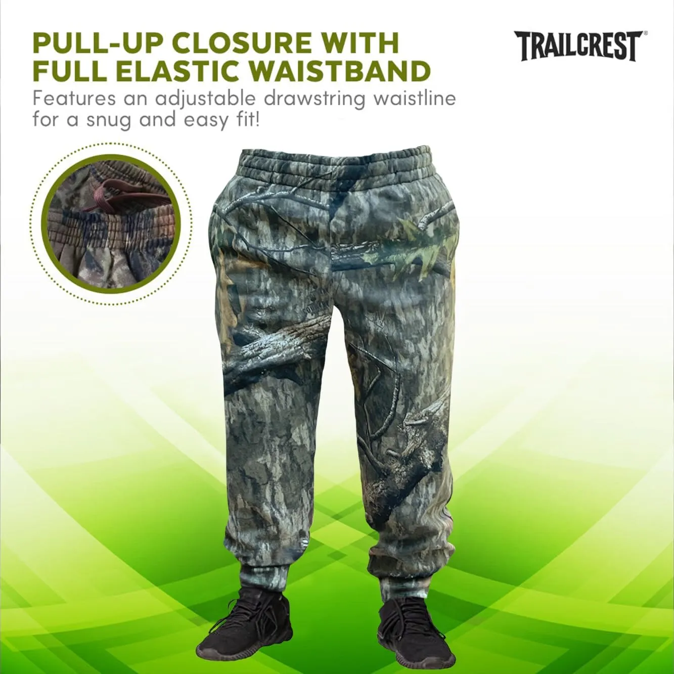 TrailCrest by Treel Boy's Mossy Oak/Camo Pull On Jogger Sweatpants