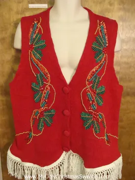 Ugly Christmas Sweater Vest with Fringe
