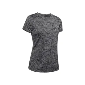 Under Armour Women's Tech SSC-Twist-Blk T-Shirt (Black/Metallic Silver)