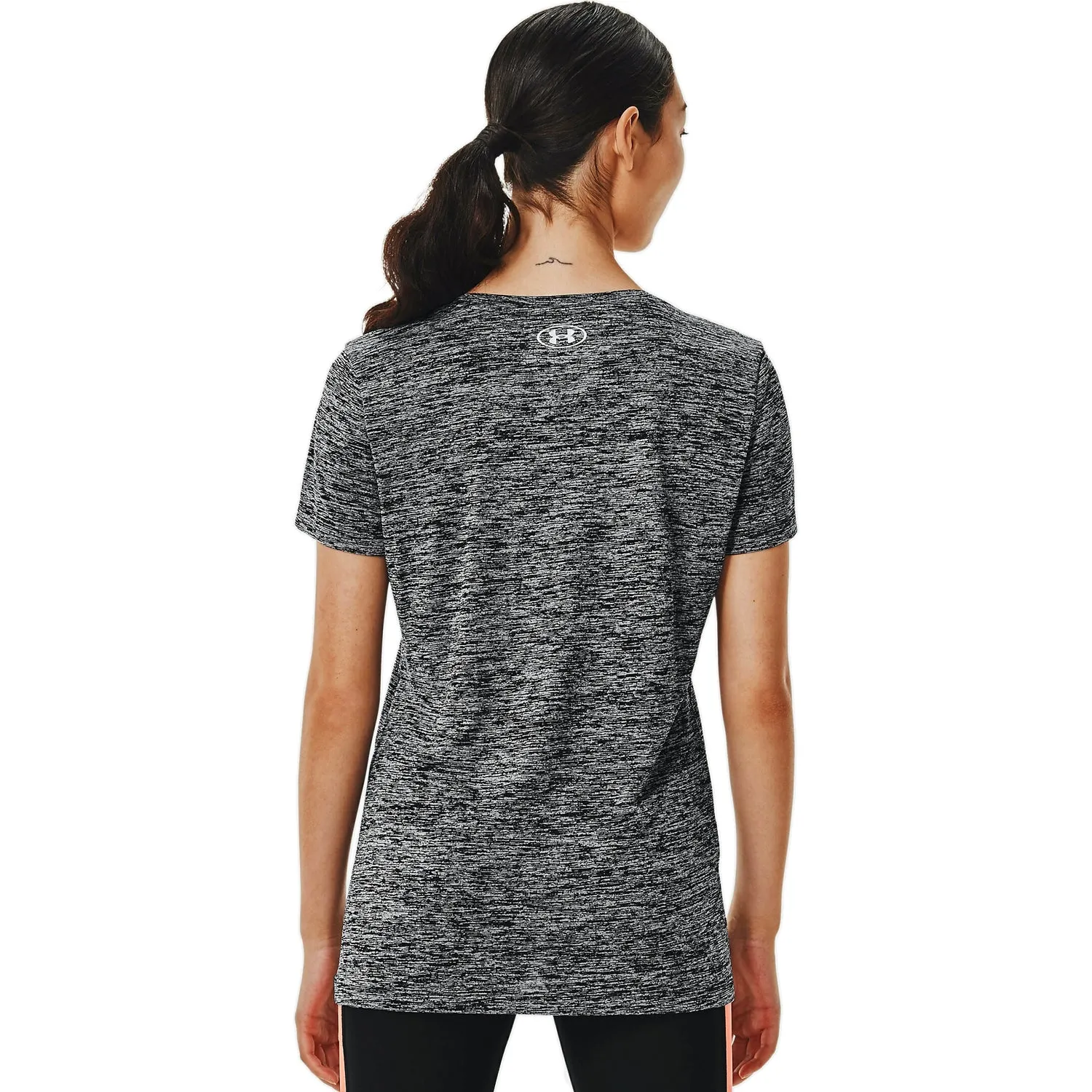 Under Armour Women's Tech SSC-Twist-Blk T-Shirt (Black/Metallic Silver)