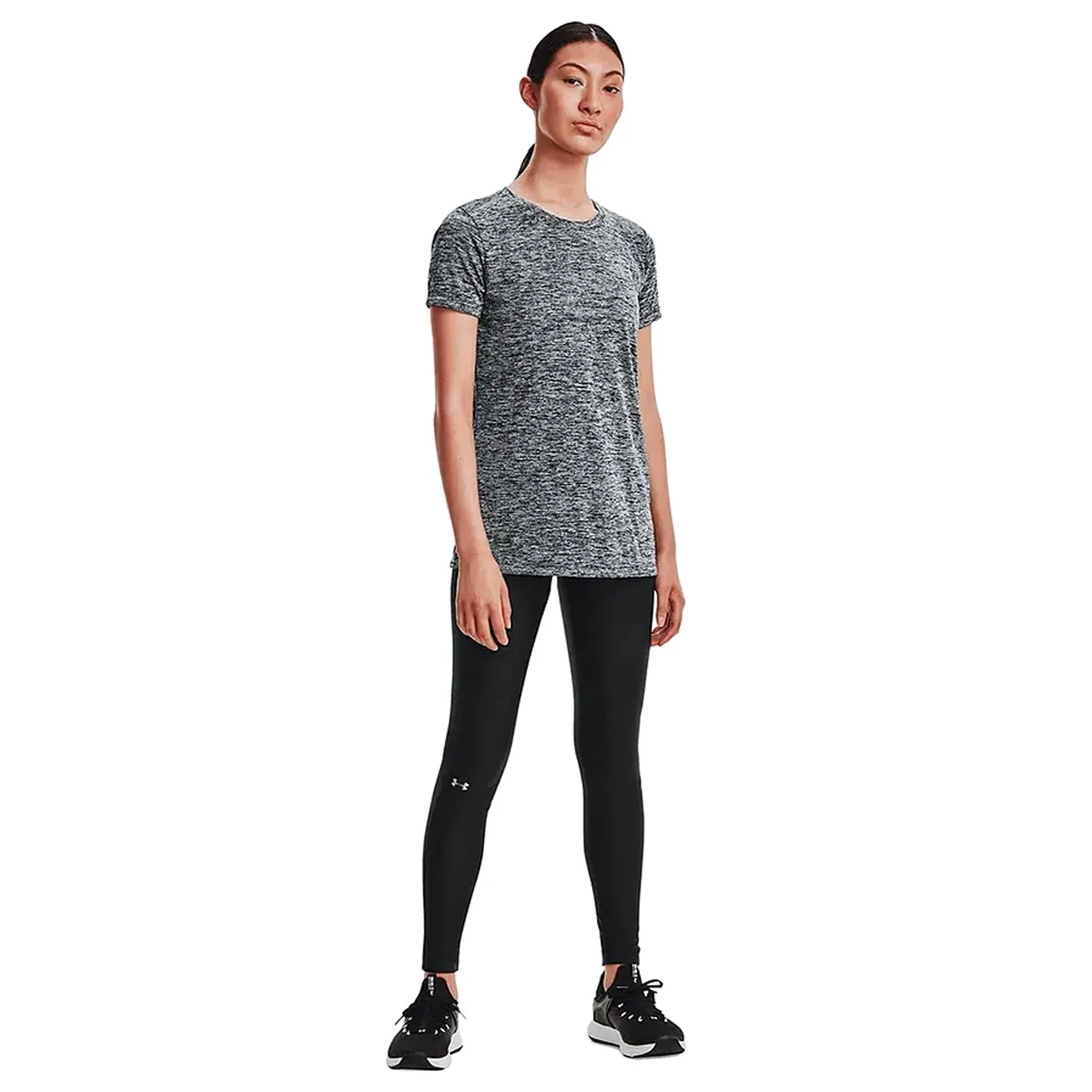 Under Armour Women's Tech SSC-Twist-Blk T-Shirt (Black/Metallic Silver)