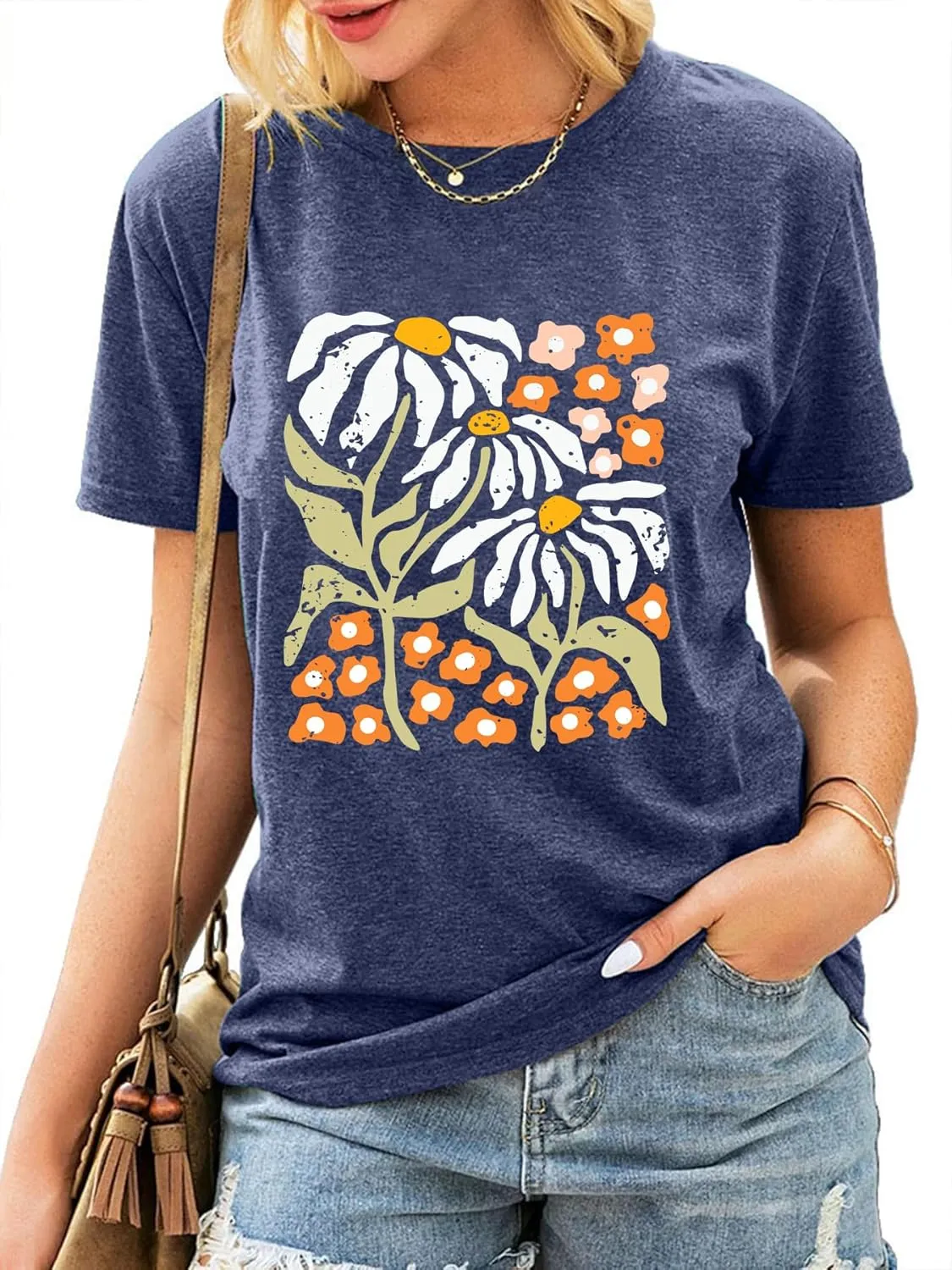 Wildflowers Shirt for Women Boho Vintage Floral T Shirts Inspirational Graphic Tees Summer Casual Tee Tops