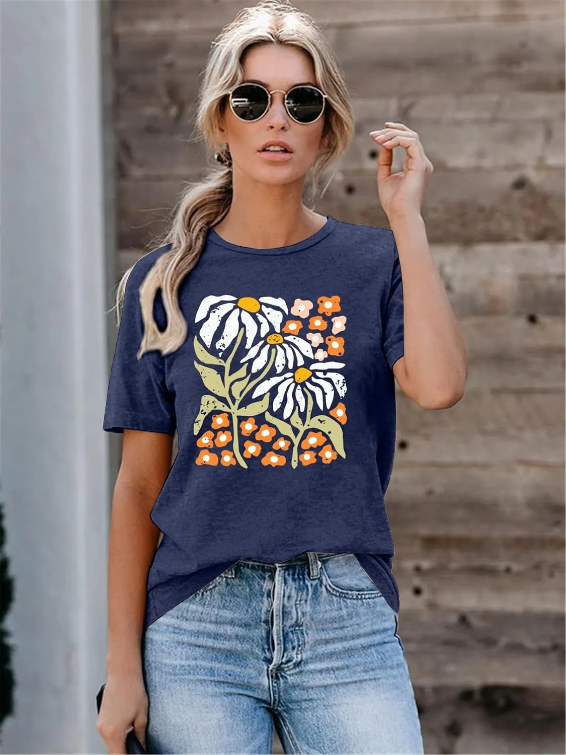 Wildflowers Shirt for Women Boho Vintage Floral T Shirts Inspirational Graphic Tees Summer Casual Tee Tops