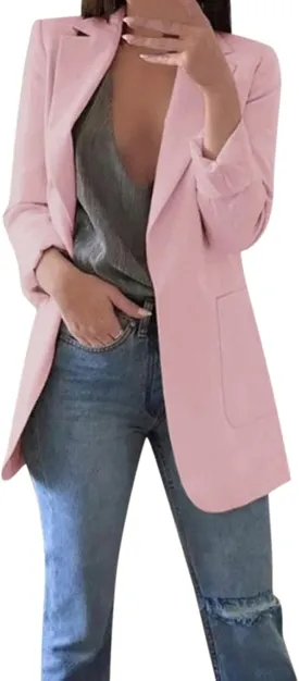 Womens Casual Blazers Lightweight Blazer Jackets Ladies Plus Size Open Front Outwear Cardigans Long Sleeve Work Office Jacket