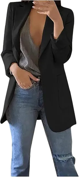 Womens Casual Blazers Lightweight Blazer Jackets Ladies Plus Size Open Front Outwear Cardigans Long Sleeve Work Office Jacket