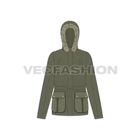 Women's Forest Green Parka Jacket