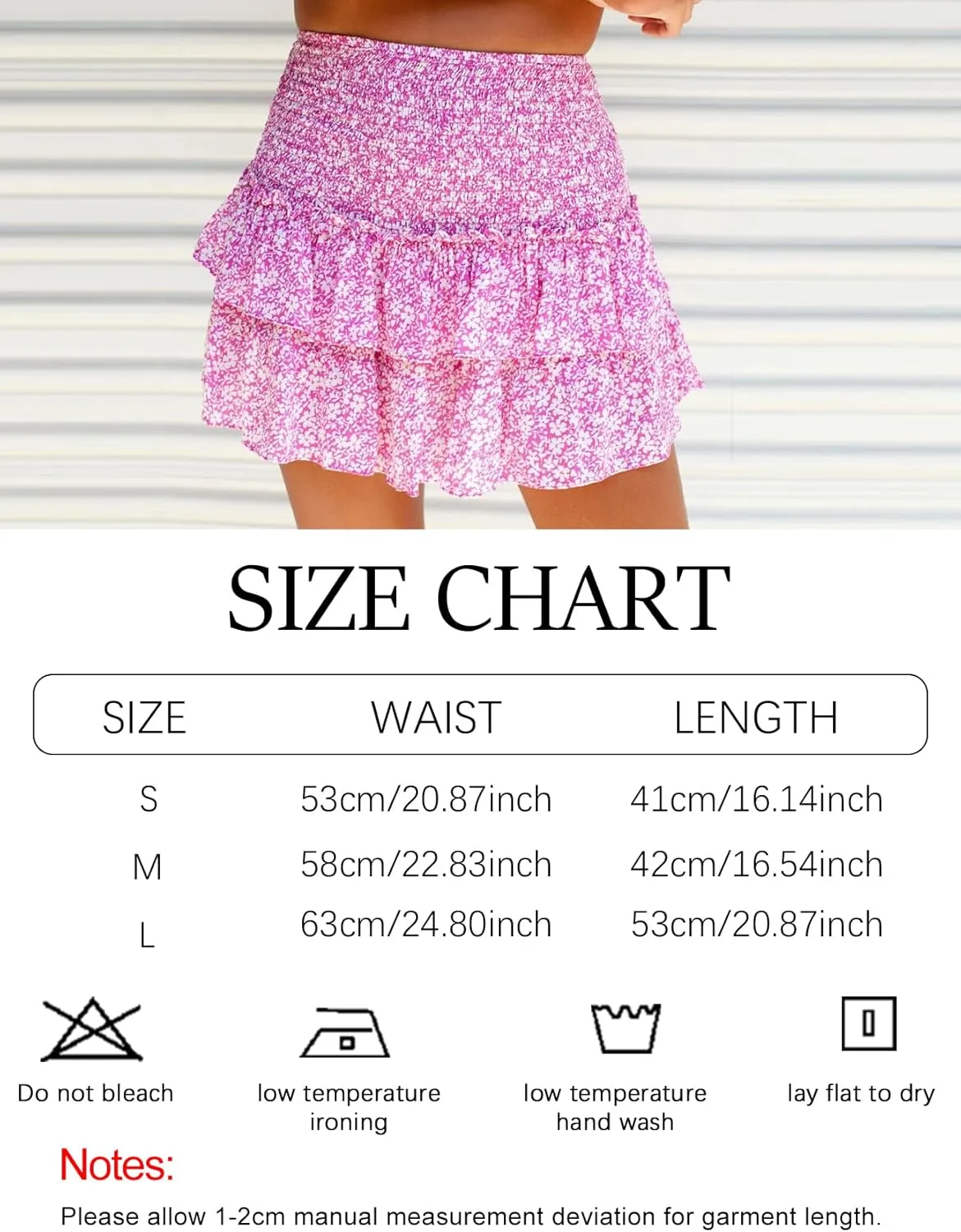 Yimoon Women's Summer High Waist Layered Ruffle Mini Skirt Floral Print Boho Smocked A Line Short Skirt
